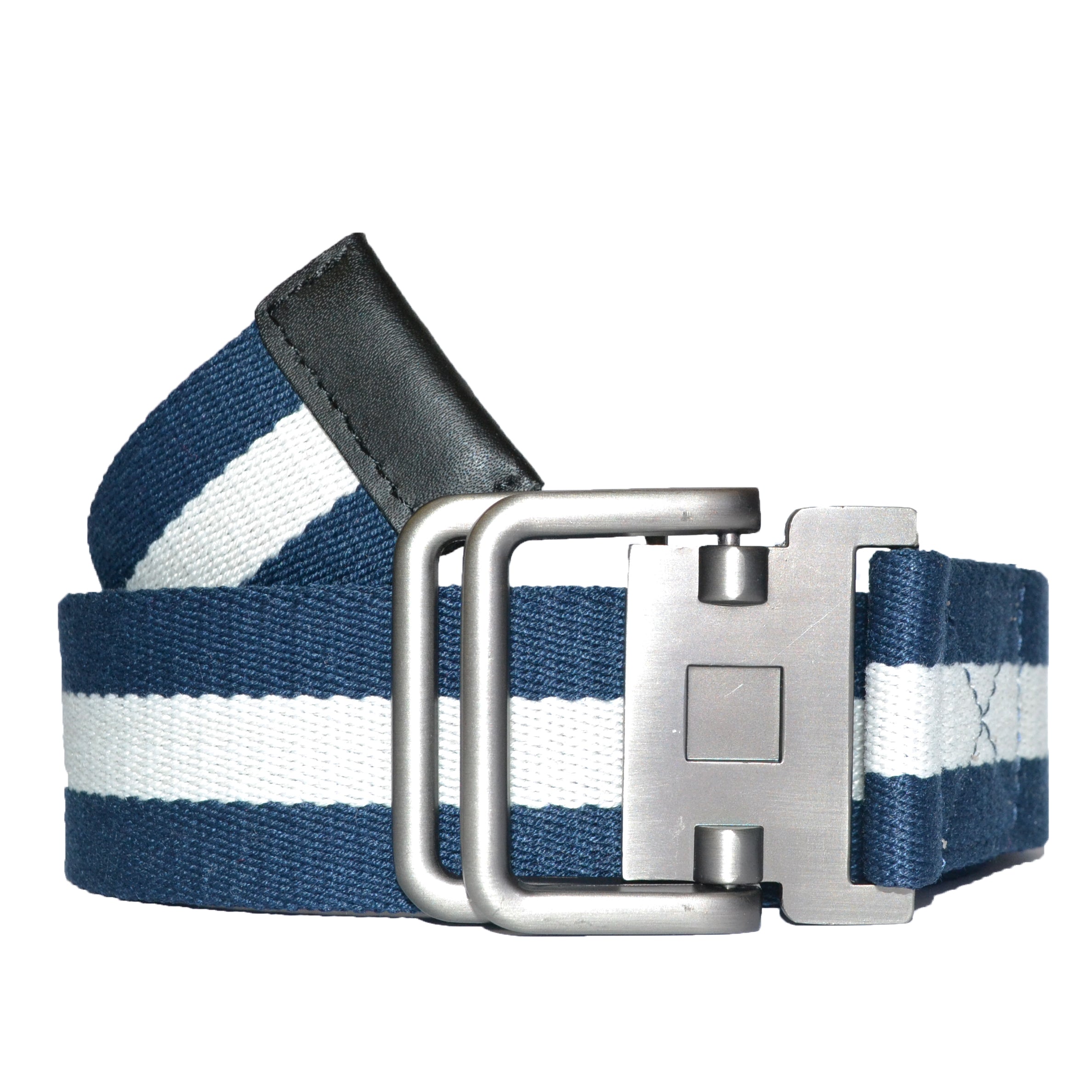 Value Pack ZEUS – Mens Navy and White Cotton Canvas Webbing Belt with Slide Through Buckle