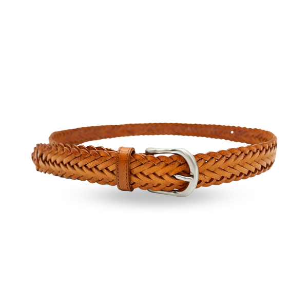 Value Pack ZAREH – Womens Tan Brown Plaited Leather Belt with Gunmetal Buckle